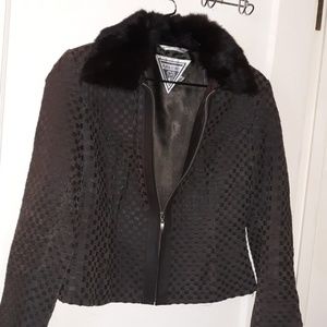 MARVIN RICHARDS WOMENS LEATHER RABBIT FUR COAT